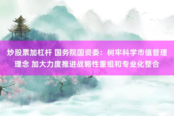 炒股票加杠杆 国务院国资委：树牢科学市值管理理念 加大力度推进战略性重组和专业化整合
