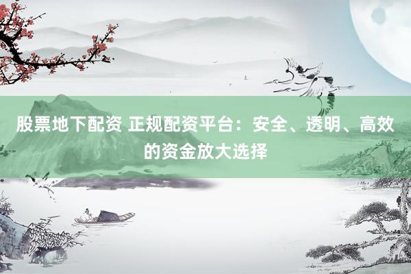 股票地下配资 正规配资平台：安全、透明、高效的资金放大选择