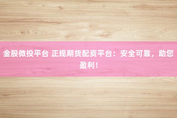 金股微投平台 正规期货配资平台：安全可靠，助您盈利！